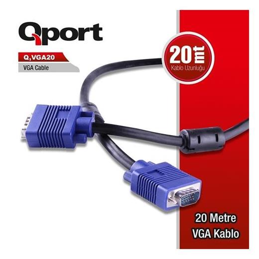 Qport Q-Vga20 15Pın Fitreli 20M Erkek Monitör Kabl